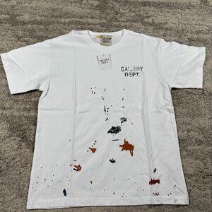 Gallery Dept White Paint Splatter Distressed Tee Mens Large
